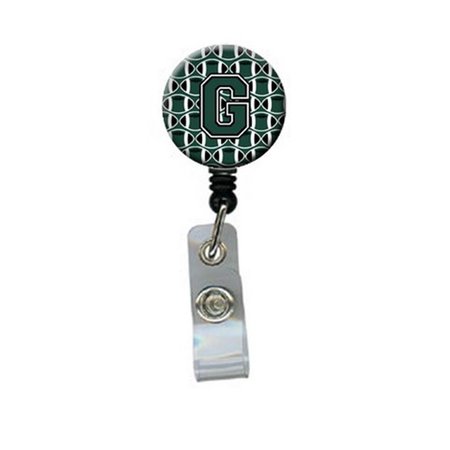 CAROLINES TREASURES Letter G Football Green and White Retractable Badge Reel CJ1071-GBR